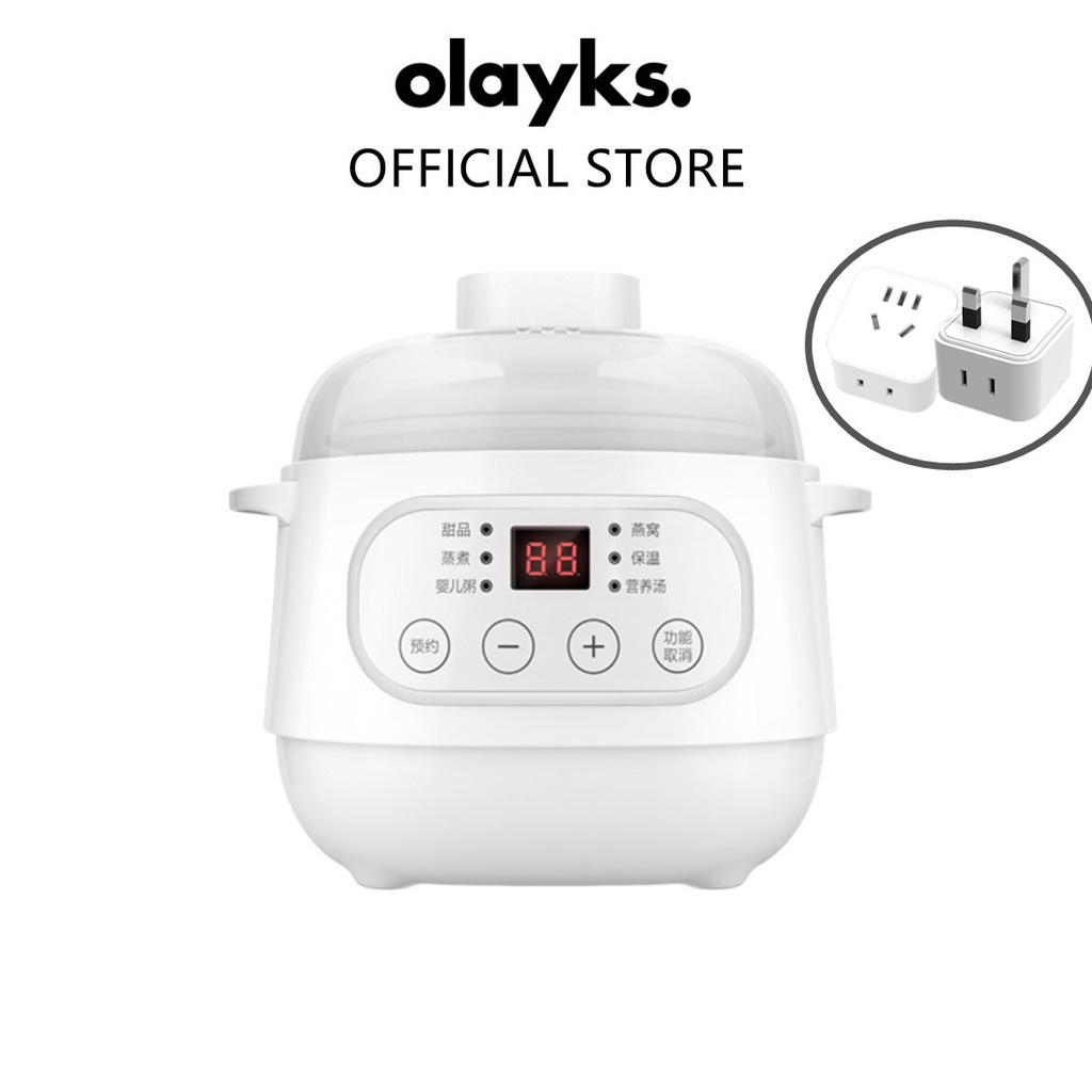 Olayks Electric Slow Cooker with Steamer Stew Pot Baby Porridge Cooker