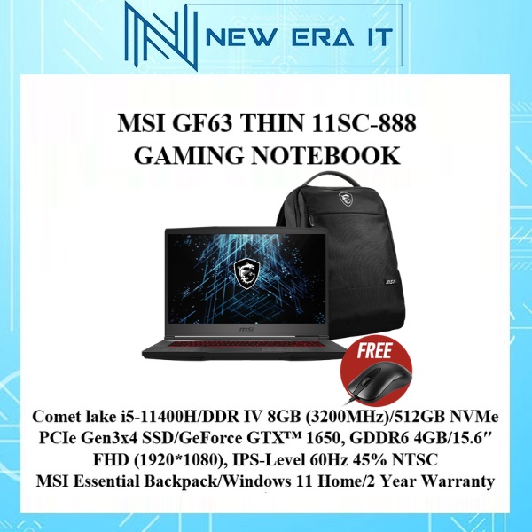 MSI Thin GF63 11SC-888 15.6'' FHD Gaming Notebook | Shopee Malaysia