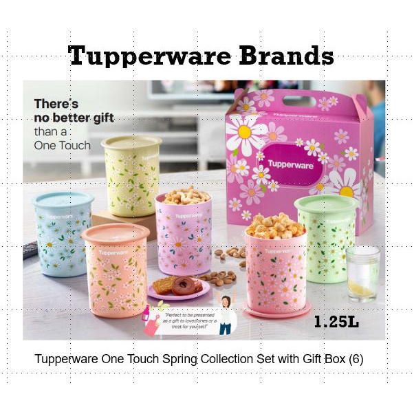 Tupperware One Touch Canister Junior (4pcs) With Gift Box 1.25L