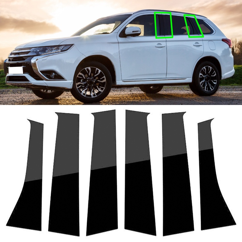 POSSBAY 6pcs Car Door Window Pillar Stickers Trim for Mitsubishi ...