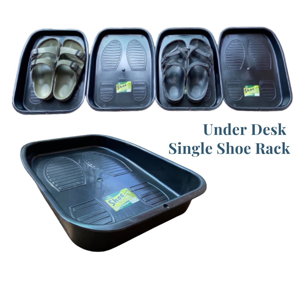 Under Desk Plastic Shoe Rack Rak Kasut Office Shoe Organizer Laci Kasut ...