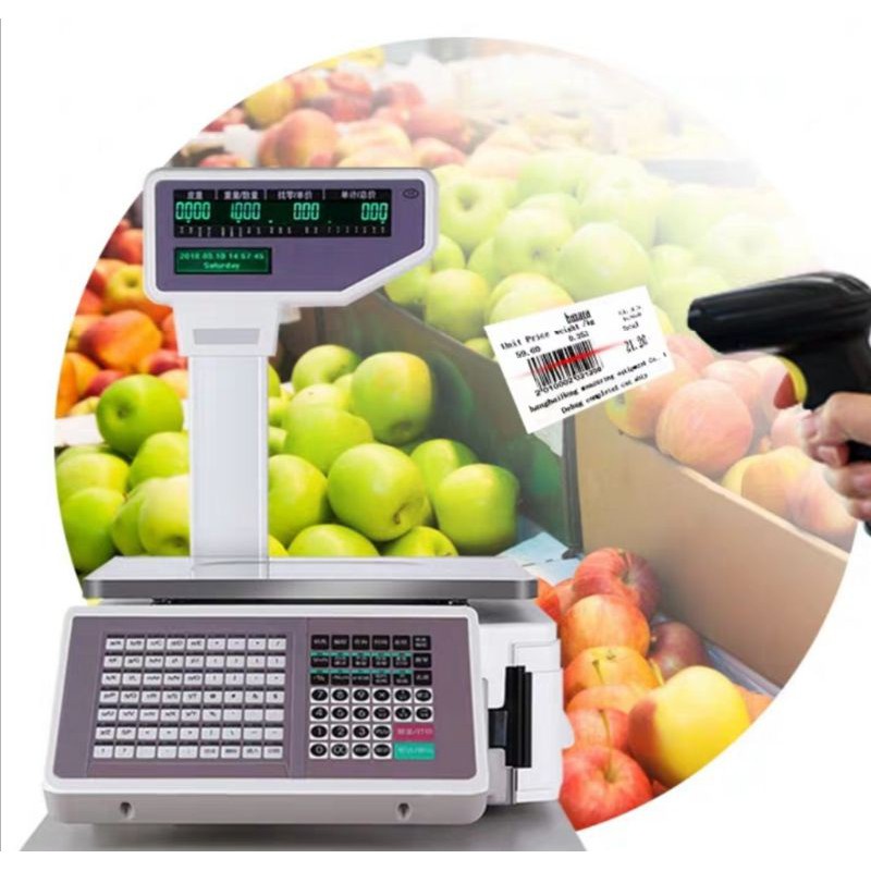 TM Series Barcode Label Weighing Scale POS System Scale Timbang Barkod ...