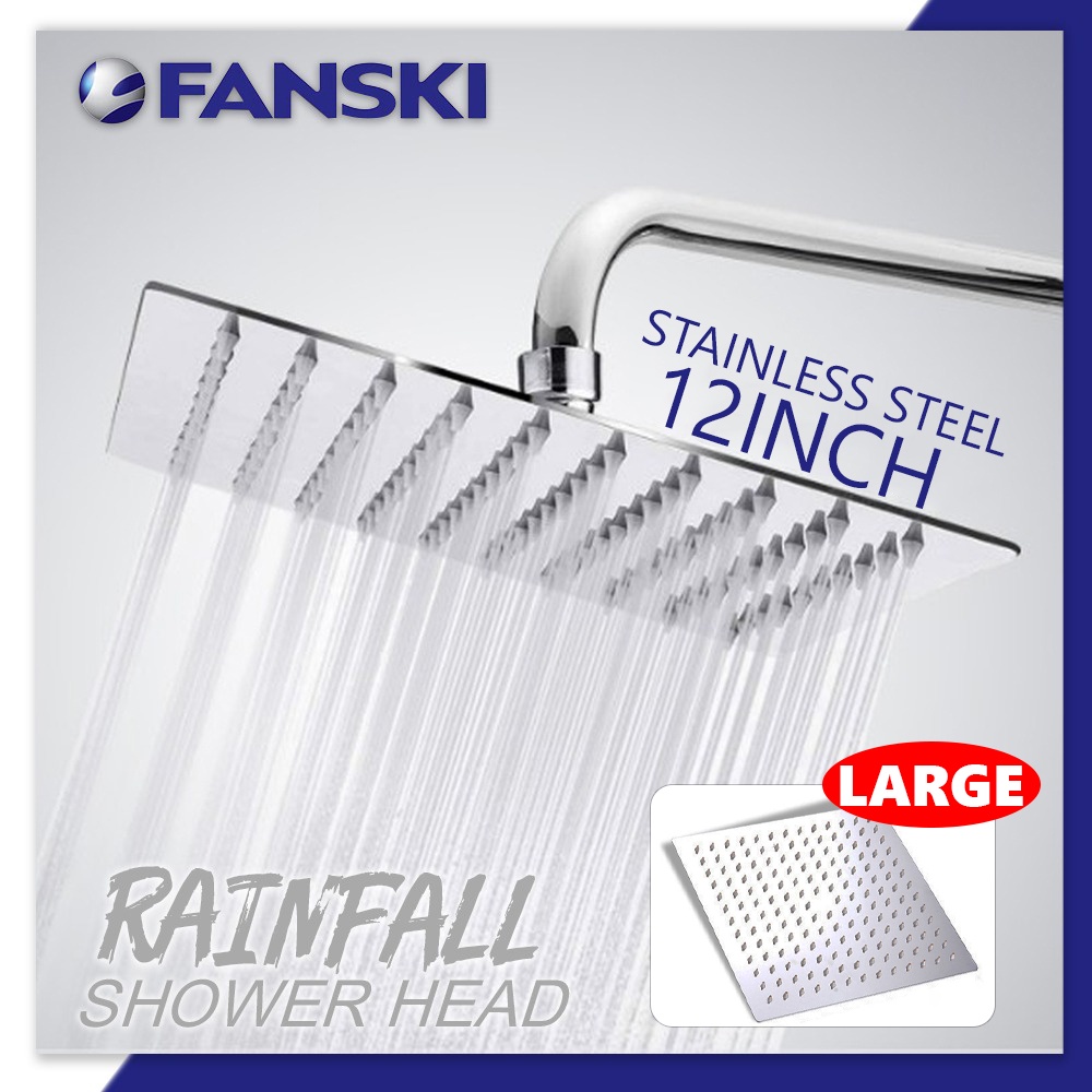 AT-201300-SQ 12 Inch Stainless Steel Rainfall Shower Head Package Ultra ...