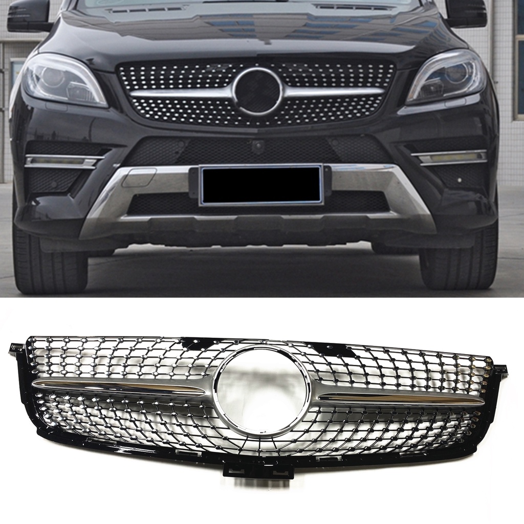 For Mercedes Benz W166 Ml 2012 2015 Diamond Style Front Grille Grills Silver Black Ml300 Ml320