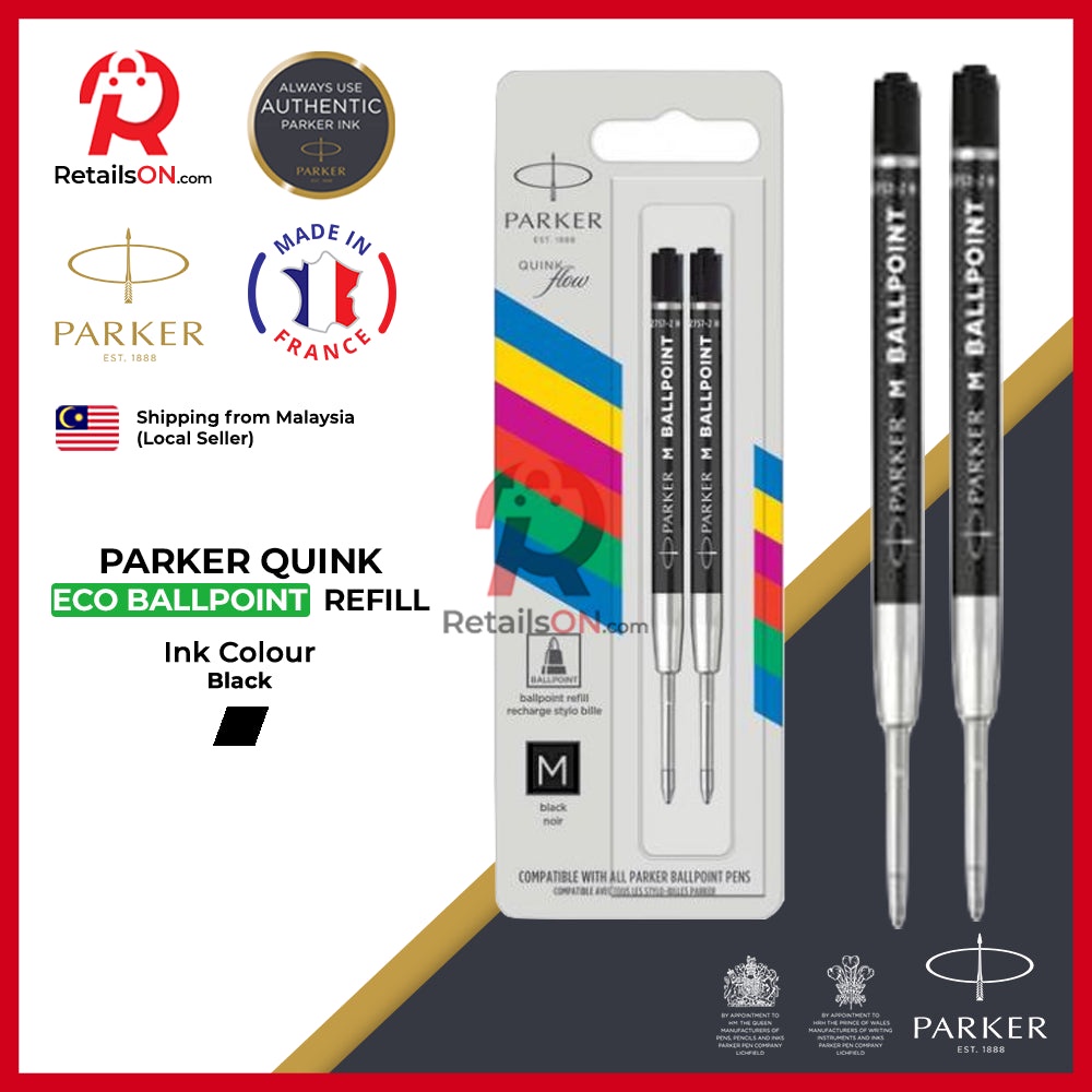 Parker Refill Ballpoint Eco Black Quinkflow Ball Point Pen Refill 2pc Per Pack Original 3006