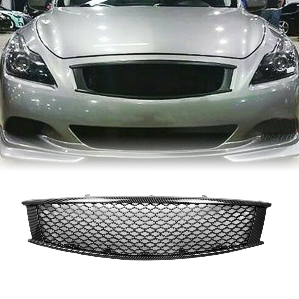 Grill Front Grille For Infiniti G G37 Q60 2 Door 20082013 Carbon Fiber Look/Gloss