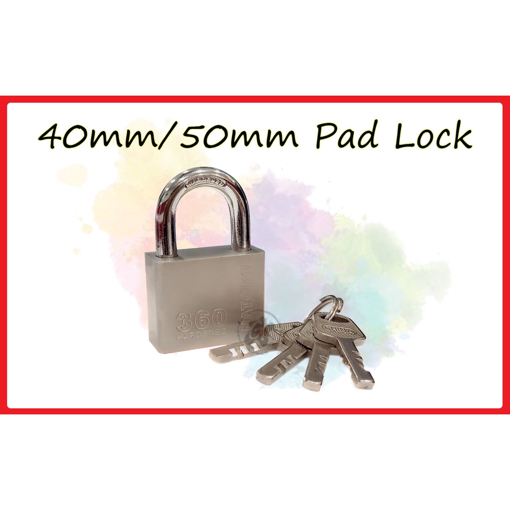 360 Pro Pad Lock 50mm 40mm (4pcs Keys) Mangga Kunci Gate Top Security PadLock House Lock Gate