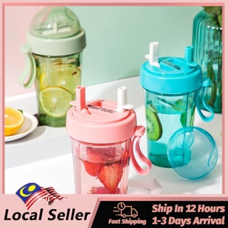 Tiktok Double Drink Cup Double Straw Cup, Couple Portable Dual Purpose Cup  of Double Drink Lovely Cup 420ML 