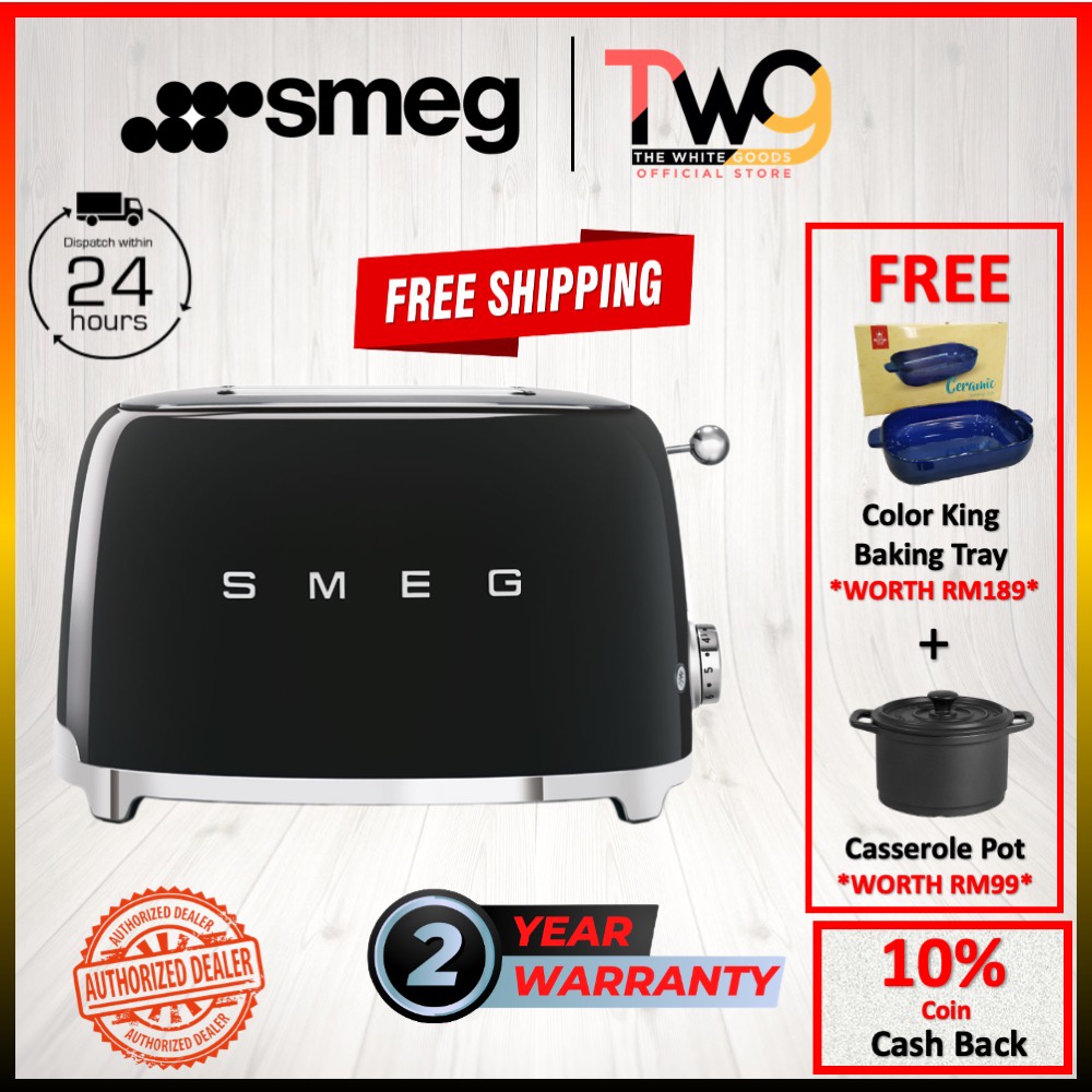 [Free Shipping + 2 Gift] Smeg 2 Slice Retro Style Bread Toaster TSF01