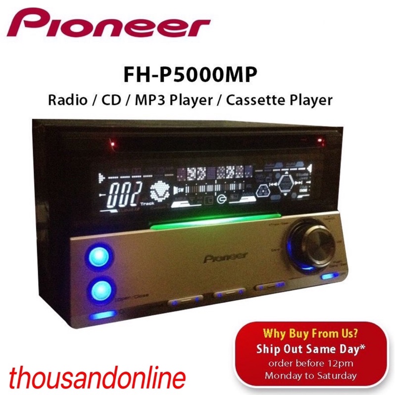 PIONEER FHP5000MP CAR RADIO, CD, MP3 PLAYER, CASSETTE PLAYER, INDASH
