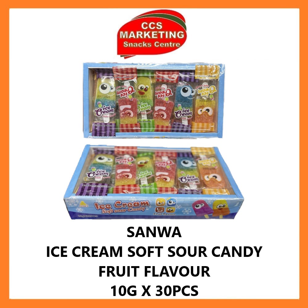CCS Sanwa Ice Cream Soft Sour Candy Fruit Flavour ( 10g x 30pcs