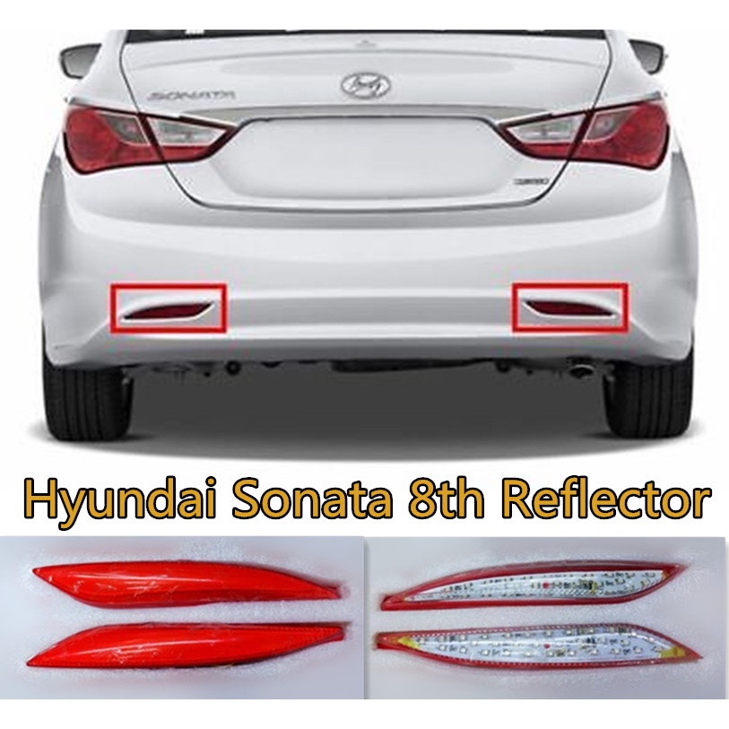 thumbnail image 2 of Red Left & Right Rear Bumper Reflector Lights For Hyundai Sonata 2015-2017 MZORANGE 2 of 5