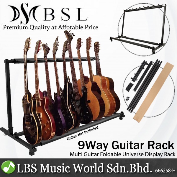 BSL 9 Way Guitar Foldable Universal Display Rack and Stand Suitable For ...