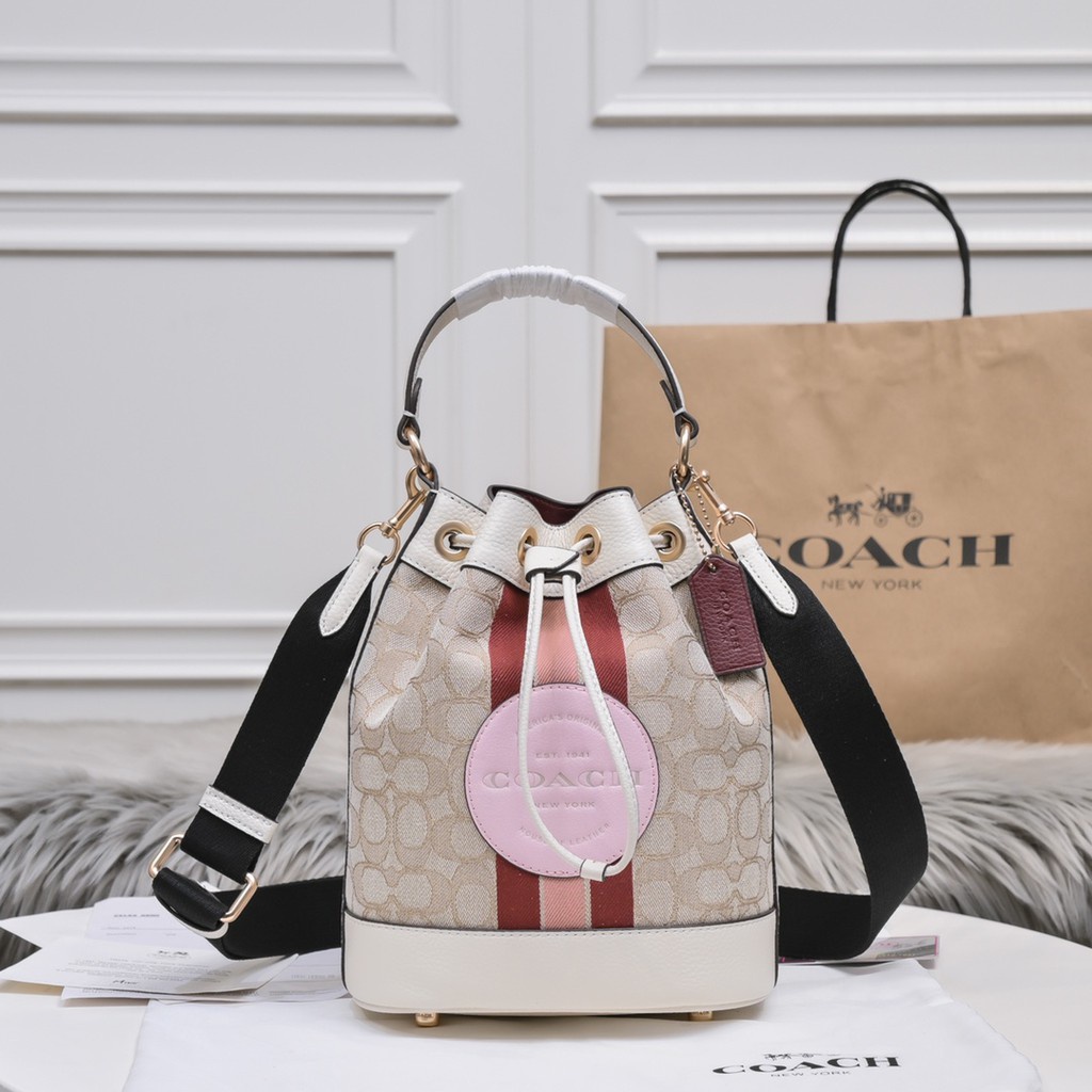 Coach C4102 Dempsey Drawstring Bucket Bag in Signature Jacquard With