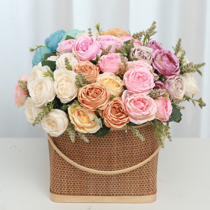 Artificial Rose Wedding Bouquet Home Decoration Cake Decor 5 Flower