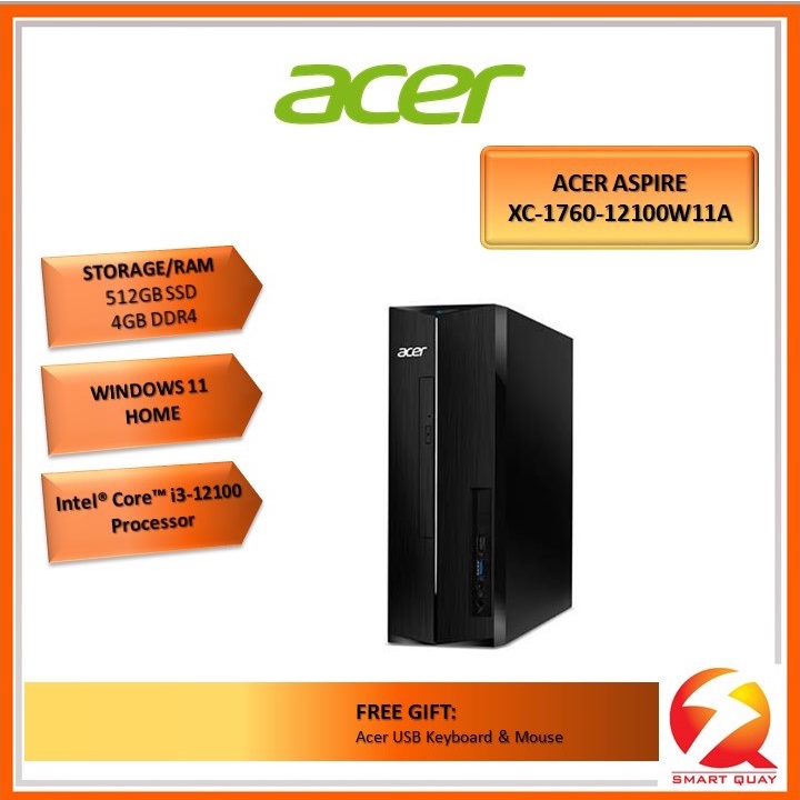 ACER ASPIRE XC176012100W11A DESKTOP (i312100/4GB/512GB/W11 HOME