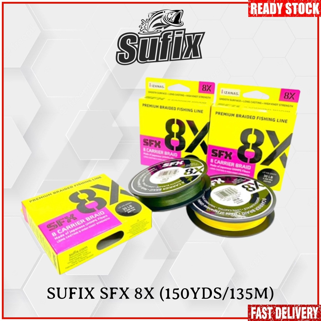 Sufix SFX 8X Carrier Braided Fishing Line 135m Yellow