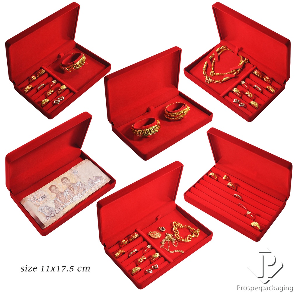 Square Velvet Box Gold Storage Jewelry Set Dowry Display Insert 11x17.5 ...