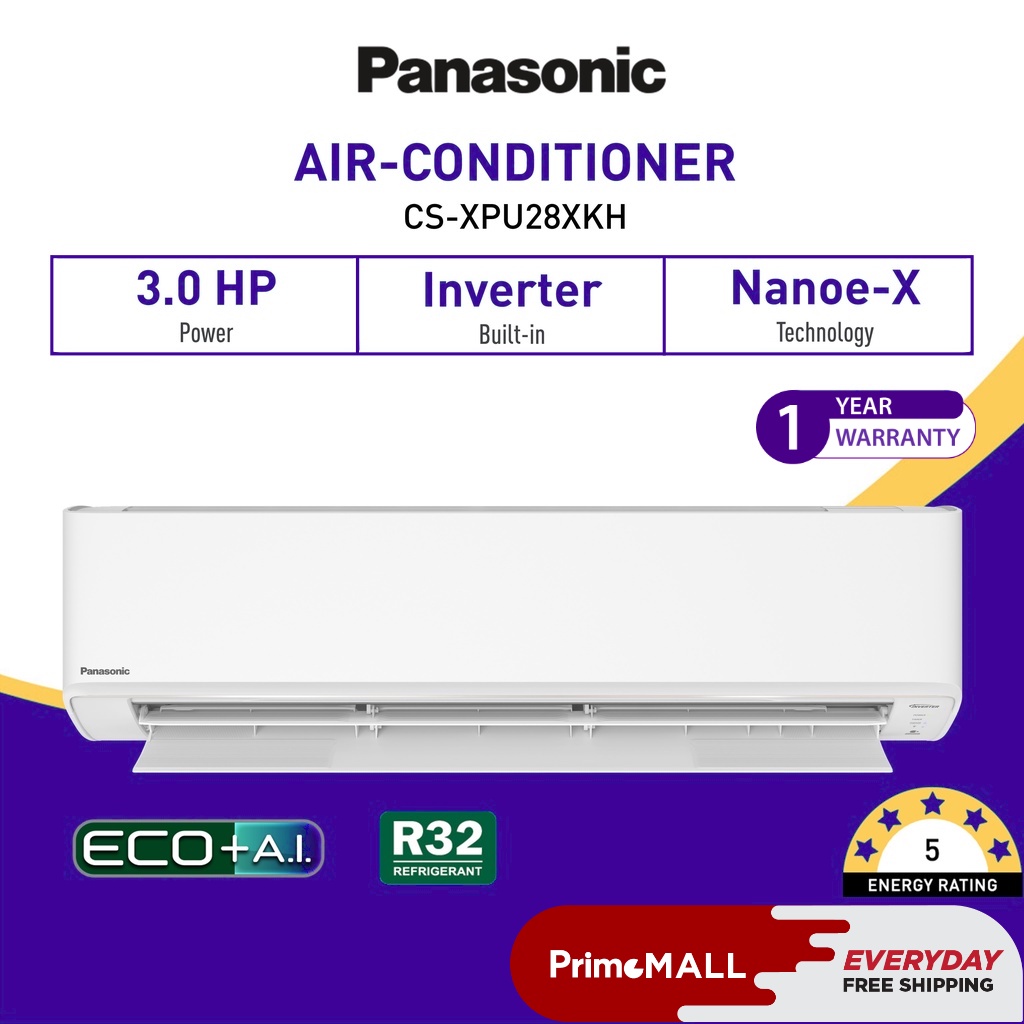 PANASONIC Air Conditioner 3.0 HP CSXPU28XKH XDeluxe Inverter CS/CU
