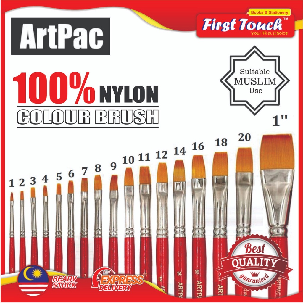 ARTPAC Nylon Brush Flat S448 1-20 Berus Warna Painting Brush Drawing ...
