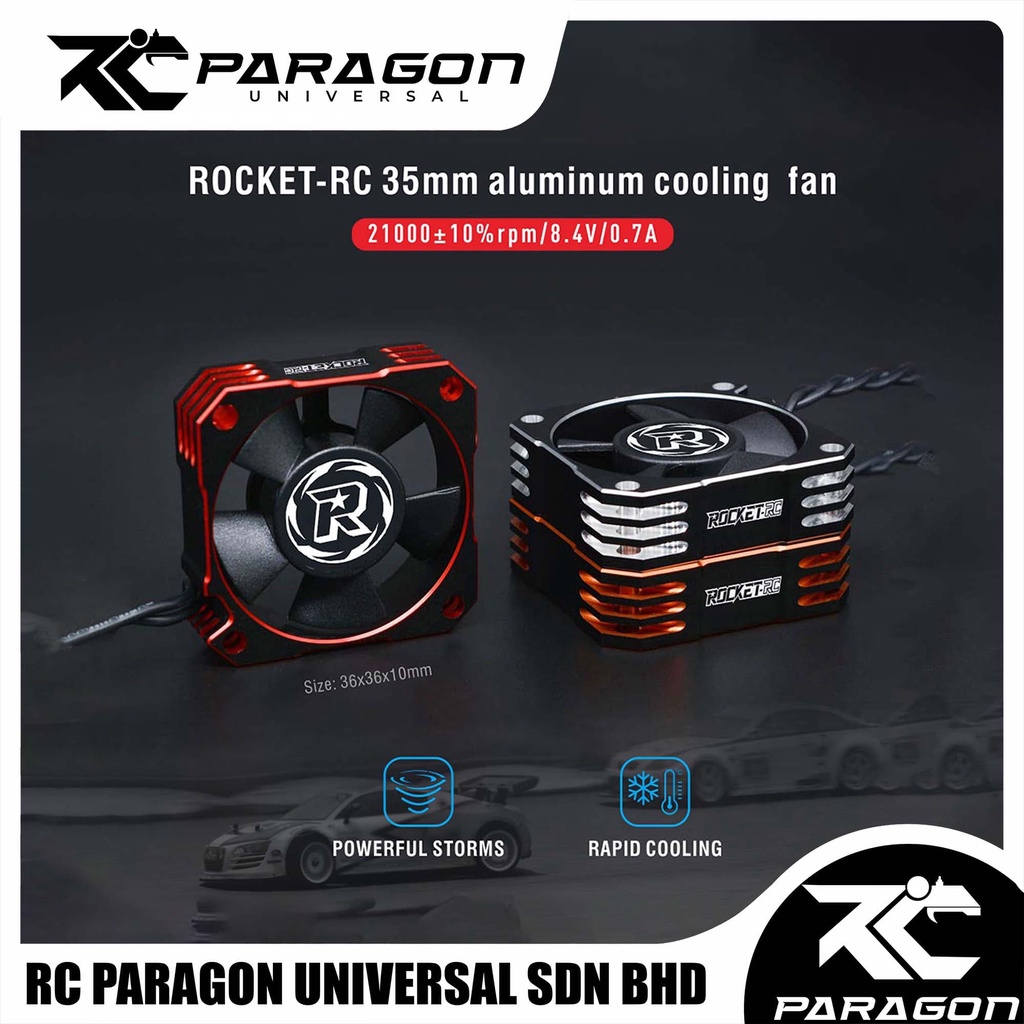 Rocket 35mm Aluminium HV Cooling Fan 21000 RPM for RC Motor ESC Surpass ...