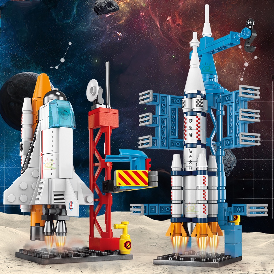 Space shuttle rocket building block assembly model educational toy children's gift Shopee Malaysia