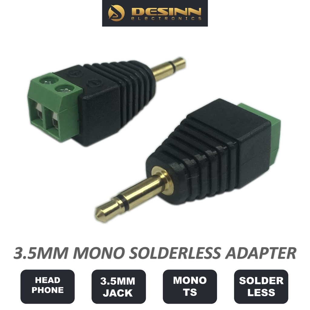 TS Mono Speaker Wire Solderless Screw Terminal Adapter Pin