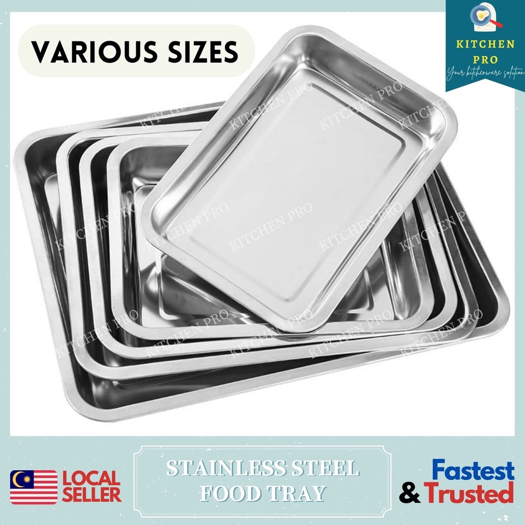 𝐊𝐈𝐓𝐂𝐇𝐄𝐍 𝐏𝐑𝐎 Stainless Steel Multipurpose Rectangle Food Tray / Flat