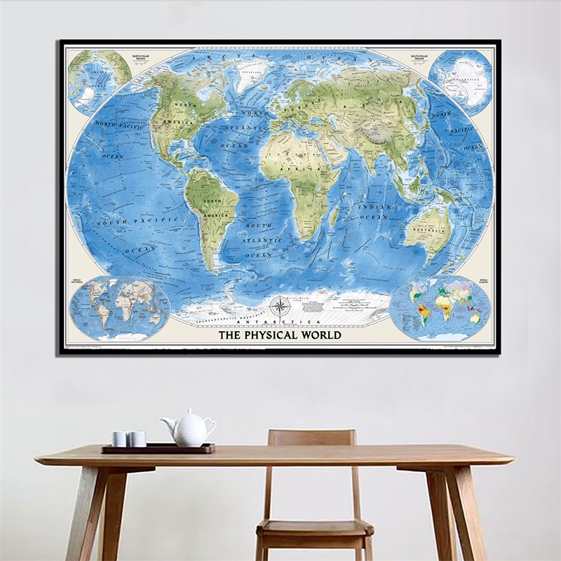 World Map (20 Styles)- Educational Map Large Poster Prints Home Wall ...