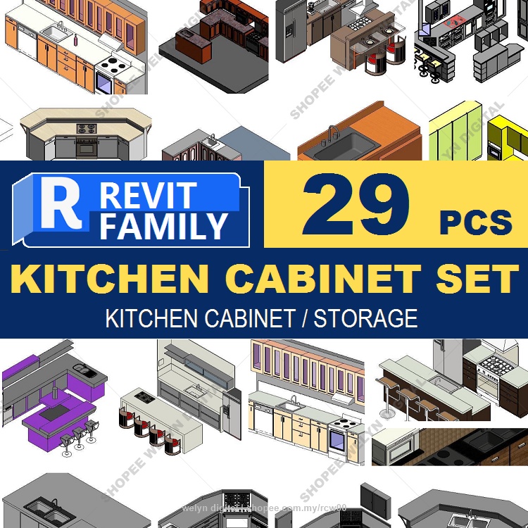 Autodesk Revit 2022 48 Kitchen set Revit Family Files