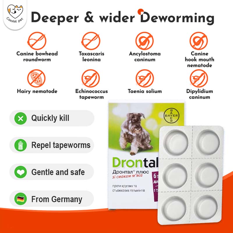 Cassiel Pet Drontal 1 Tablet Tasty Dewormer Tablets for Dogs ...