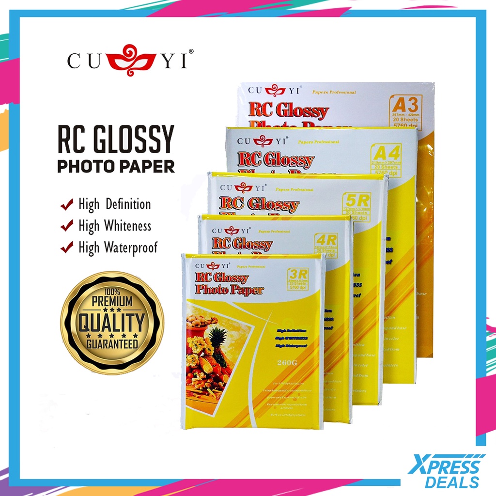 Xpress Deal | [1 PACK] CUYI RC Glossy Photo Paper 260gsm Resin Coated ...