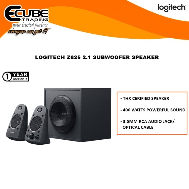 LOGITECH Z625 GAMING SPEAKER SYSTEM WITH SUBWOOFER AND OPTICAL INPUT Shopee Malaysia