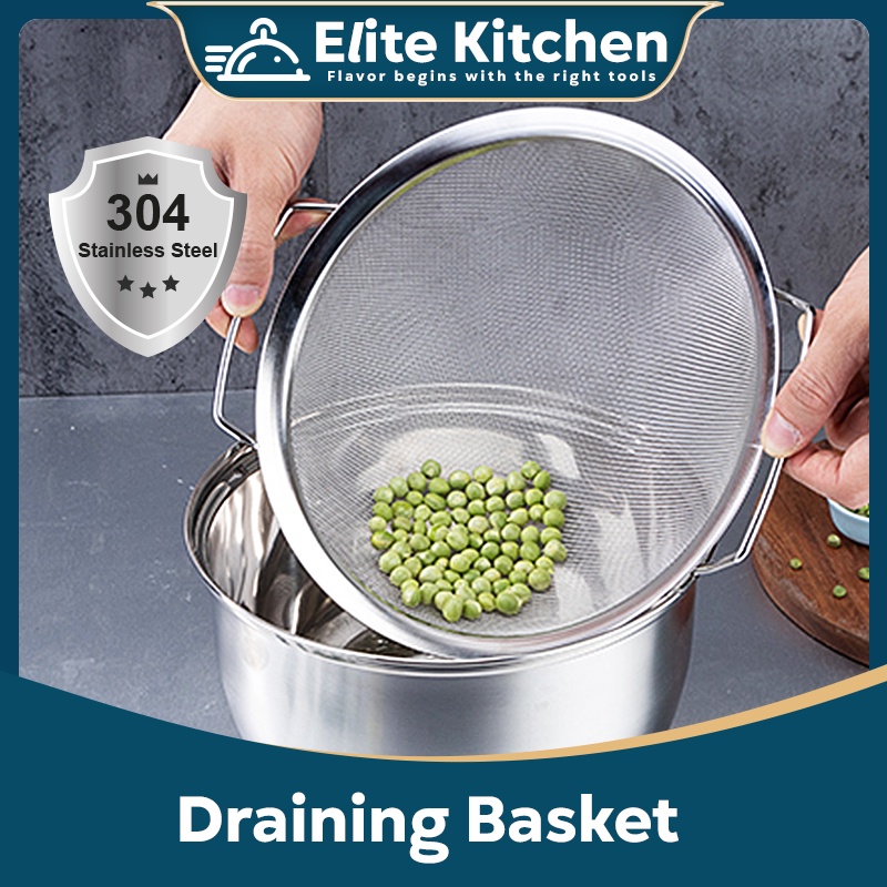 Elite Kitchen - 304 Stainless Steel Fine Mesh Strainer Skimmer Oil ...