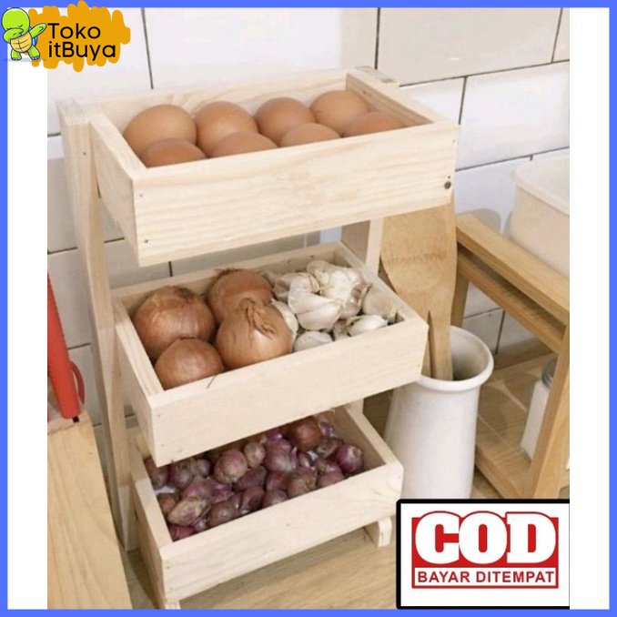 KAYU Seasoning Rack / Wooden Seasoning Rack / Onion Rack / Egg Rack ...