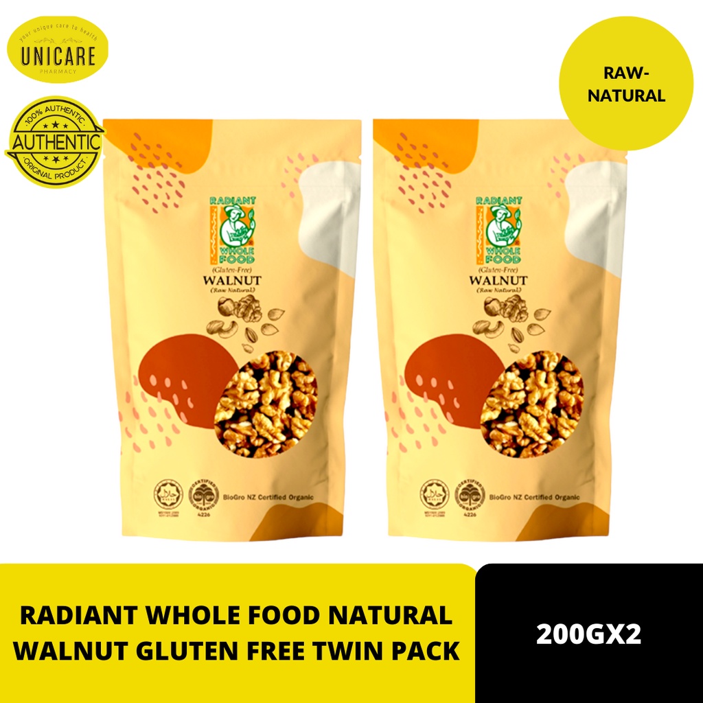 RADIANT WHOLE FOOD NATURAL WALNUT GLUTEN FREE TWIN PACK (200G X 2