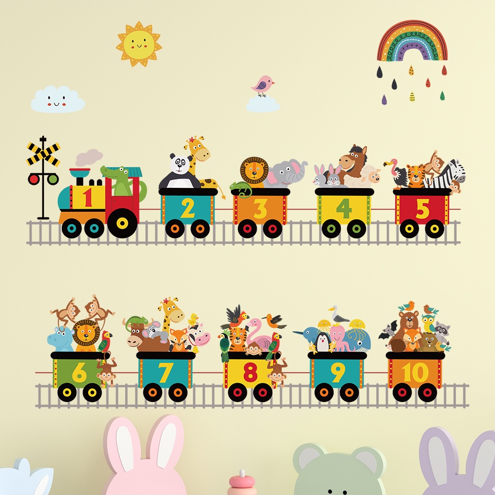 【Ready Stock】【Zooyoo】Cartoon Animal Train Wall Stickers Shopee Malaysia