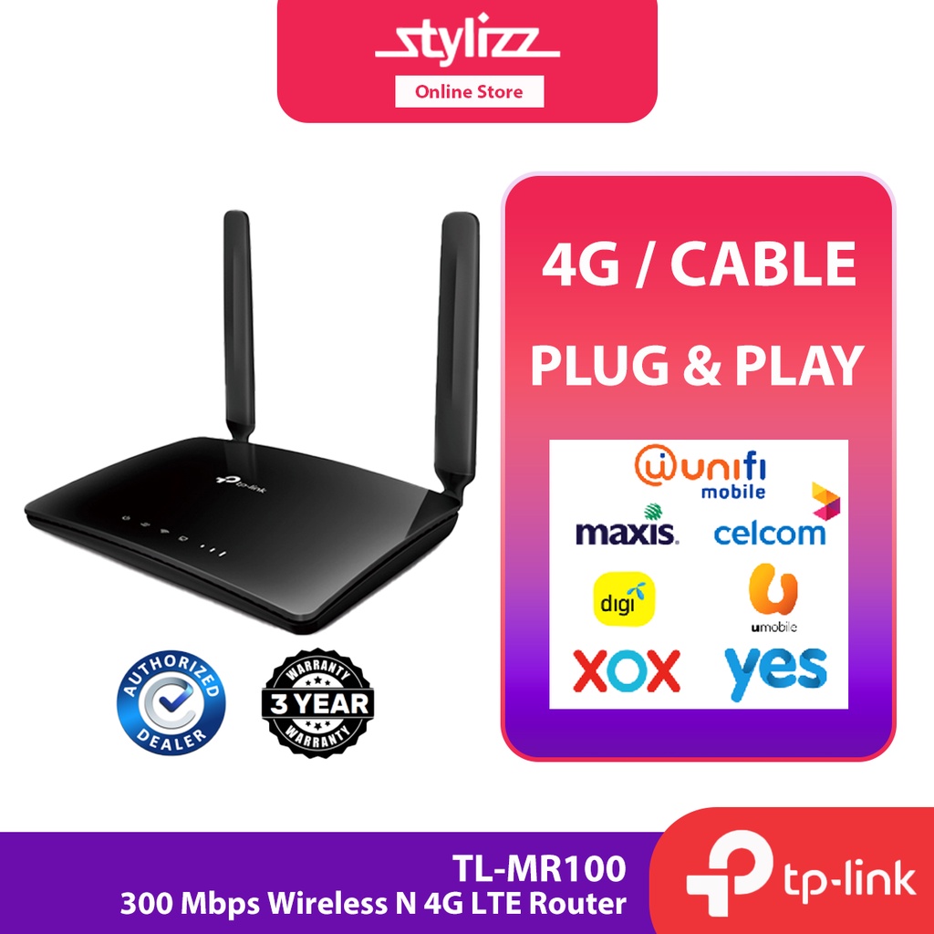 TPLink TLMR100 Wireless N300 4G LTE Mobile Direct SIM Modem Router