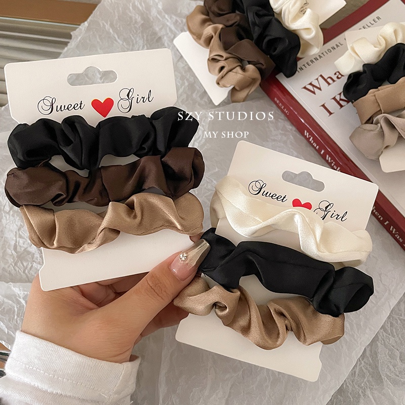 Korean New Satin Scrunchies Girl's High Elastic Rubber Band Hair Rope