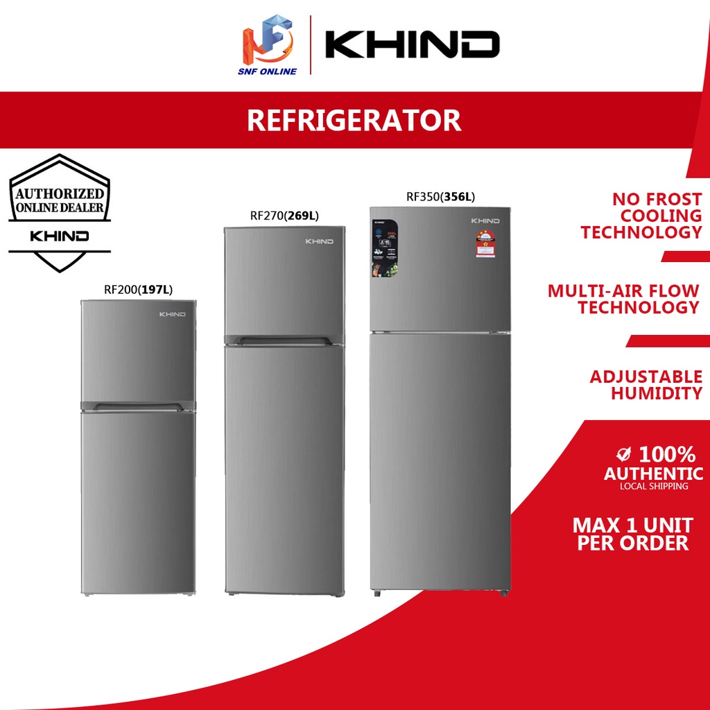 Khind Fridge Refrigerator 2 Door RF200 RF270 RF350 ( 197L /251L /333L ...