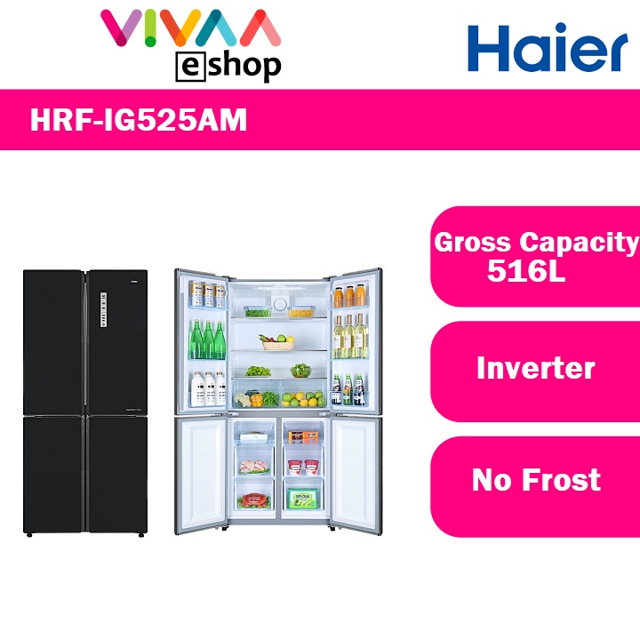 Haier 516L TWIN INVERTER Fridge HRFIG525AM(GB) 4 Door Glass Series