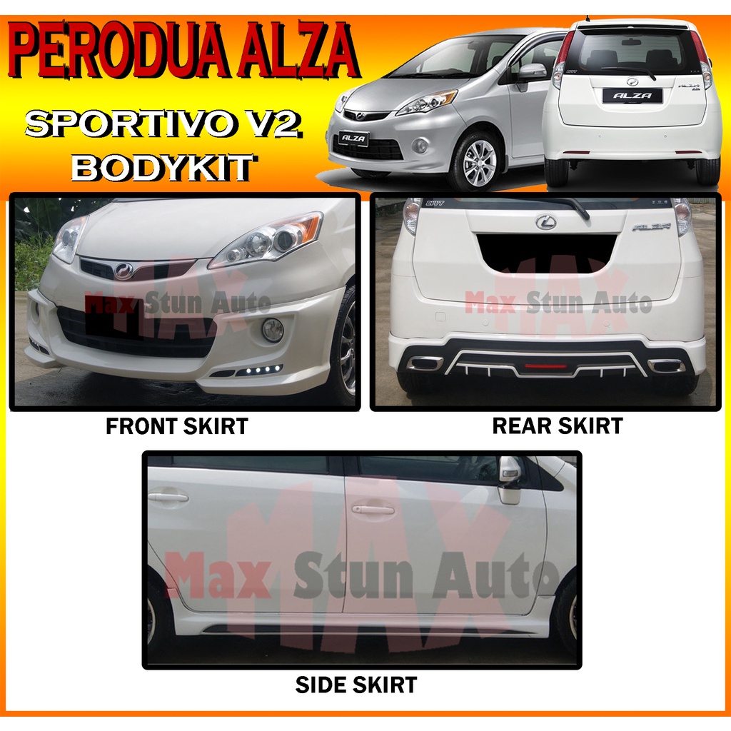 PERODUA ALZA 2010-2013 SPORTIVO V2 FULLSET BODYKIT (SPORTIVO V2) SKIRT ...