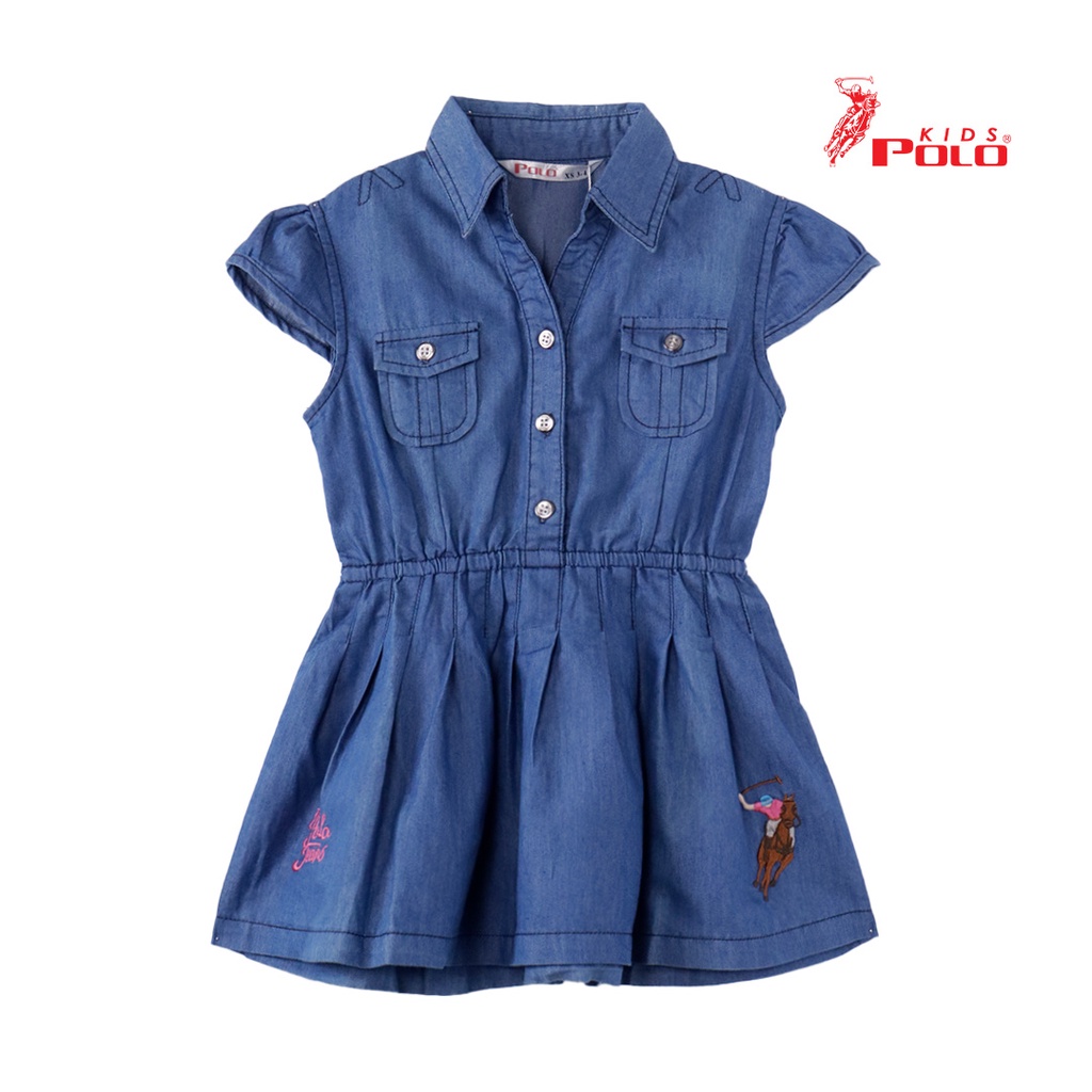 Polo Kids Girl Denim Collar Button Dress 10101392 Shopee Malaysia