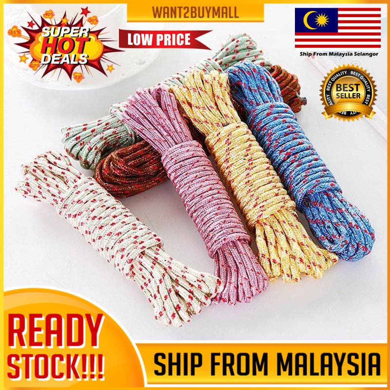 20 Meter Drying Rope Nylon Non-Slip Windproof Clothesline Clothes ...