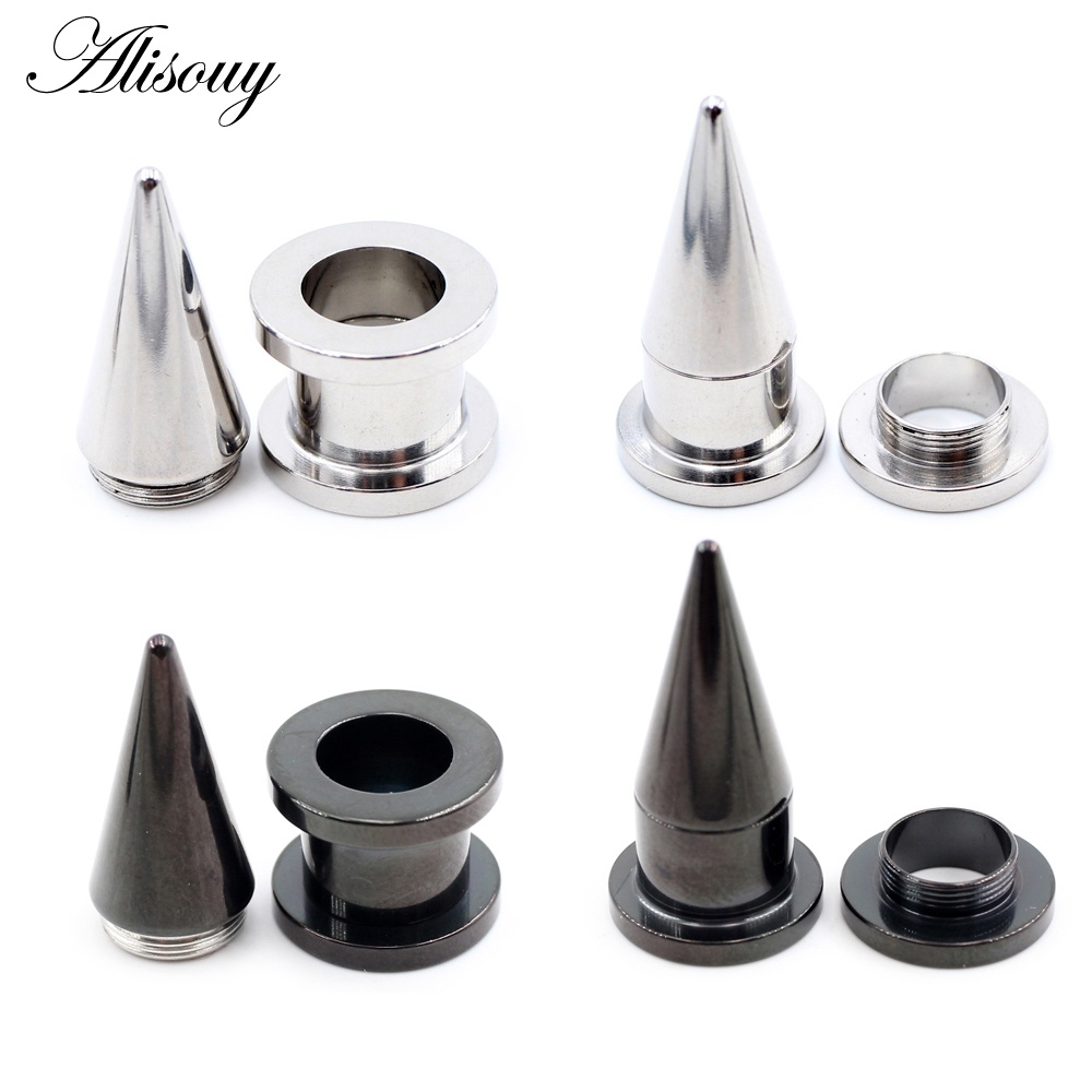 Alisouy 2 Pieces Stainless Steel Spike Ear Plug Expander Stretchers