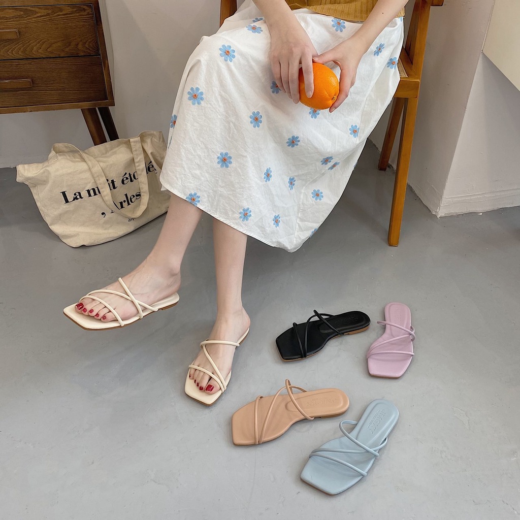 Shoesking Sandals Women Simple Flat Outer Wear Slippers Shopee Malaysia