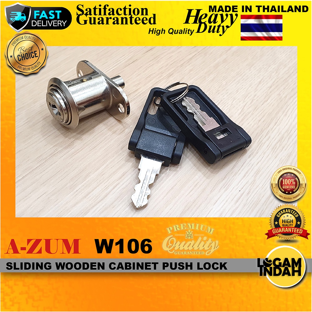 [100 ORIGINAL] W106 AZUM WOODEN SLIDING PUSH LOCK / LOCK {MADE