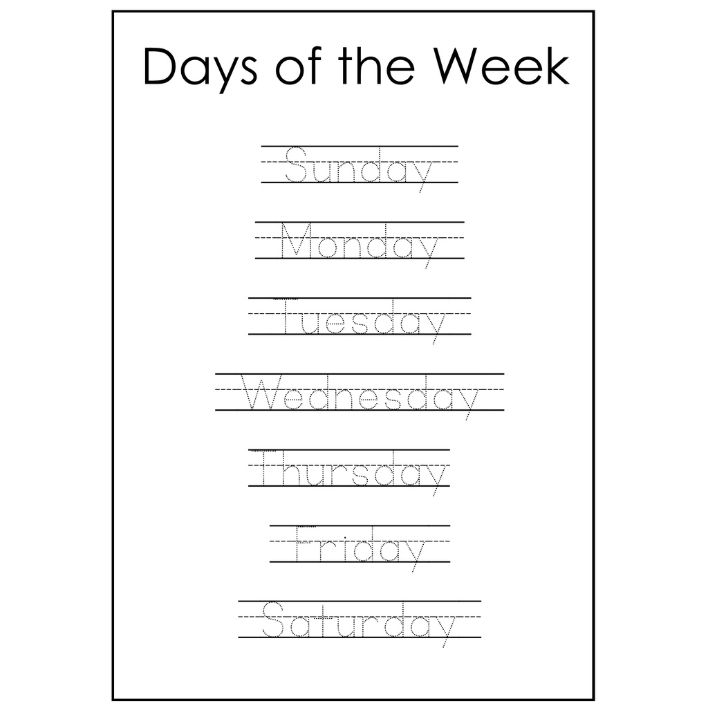 Reuseable Laminated Educational Days of the Week Wall Chart/Tracing for ...