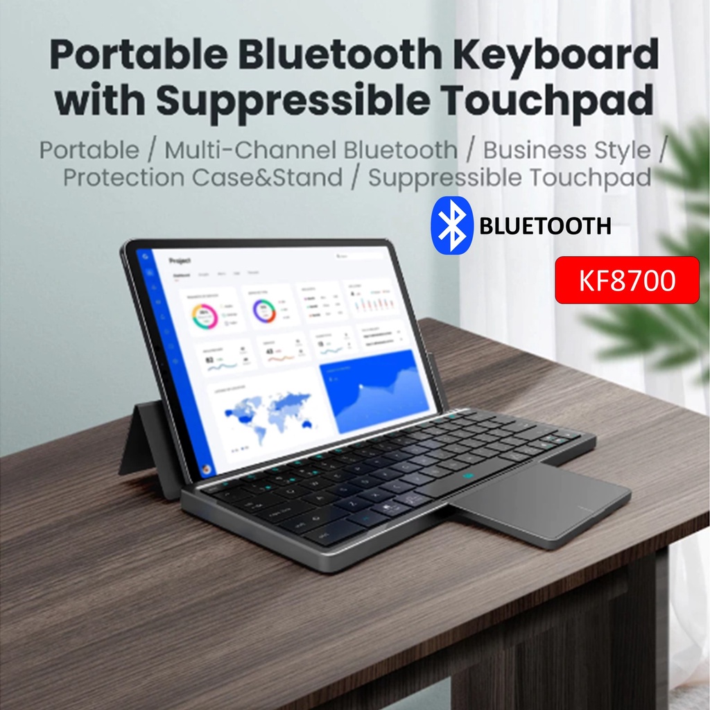 Bluetooth Tablet Keyboard 78 Keys with Rotatable Touchpad Wireless