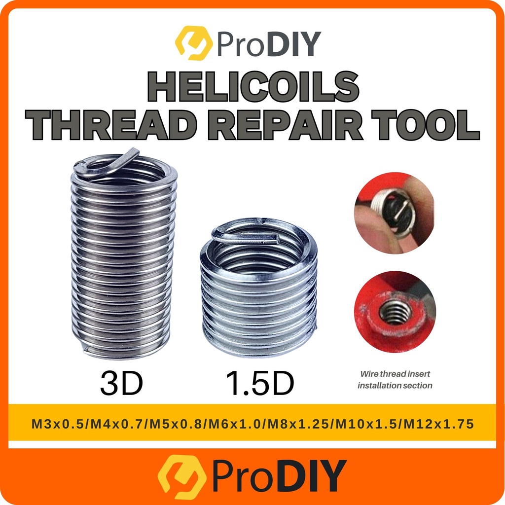 Thread Repair Tool Helicoils (M3x0.5),(M4x0.7),(M5x0.8),(M6x1.0),(M8x1
